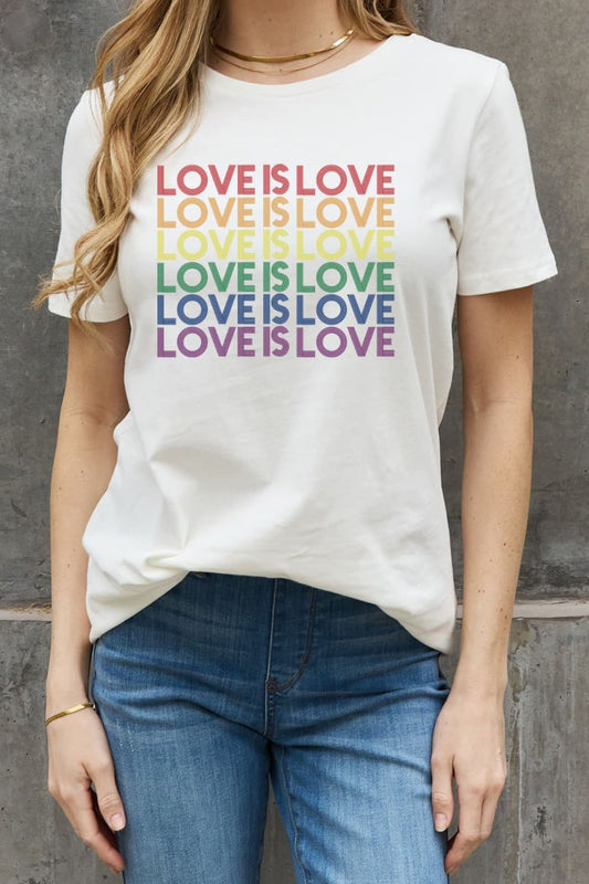 Simply Love Full Size LOVE IS LOVE Graphic Cotton Tee-Jewearrings