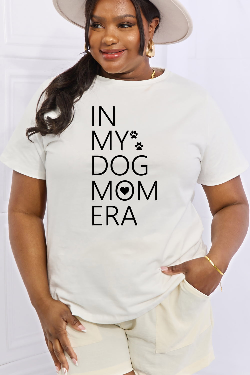 Simply Love Full Size IN MY DOG MOM ERA Graphic Cotton Tee-Jewearrings