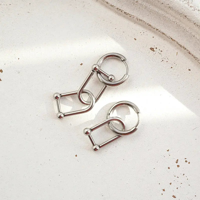 Titanium Earrings Horseshoe Buckle-Jewearrings