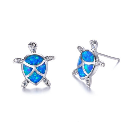 Opal Turtle Stud Earrings Opal European And American Earrings-Jewearrings