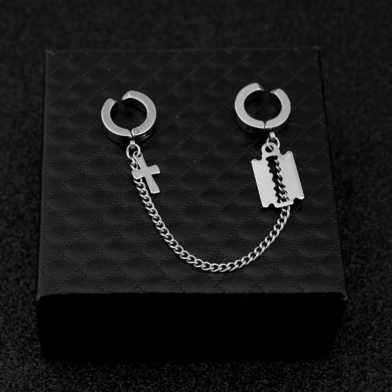 Stainless Steel Earrings Earrings Personality Niche Cross Blade-Jewearrings