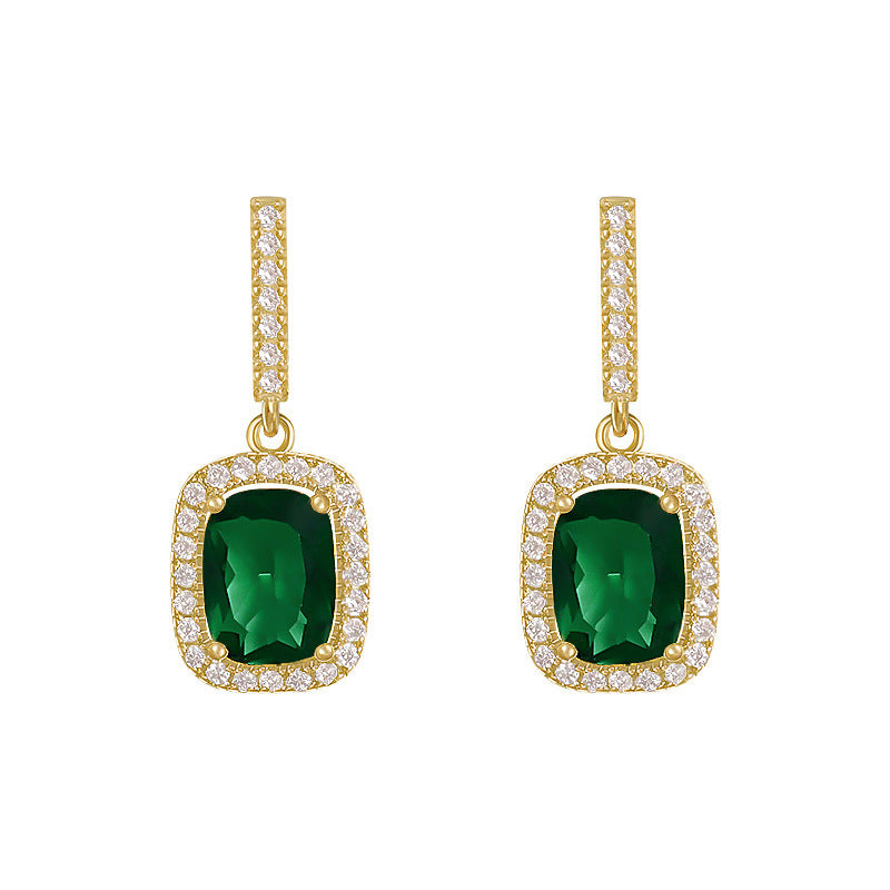 Small Emerald Simple Retro Earrings-Jewearrings