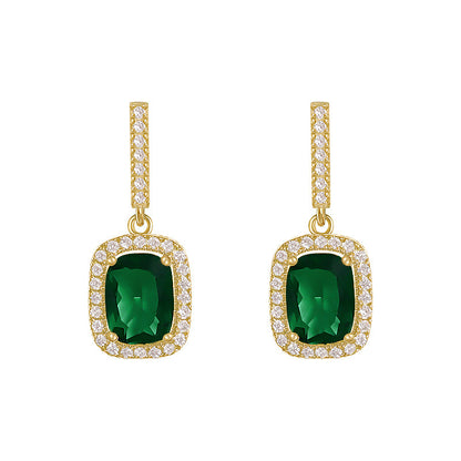 Small Emerald Simple Retro Earrings-Jewearrings