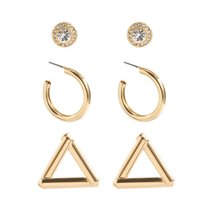 Mix And Match Simple Geometric C-shaped Half Hoop Earrings Set-Jewearrings