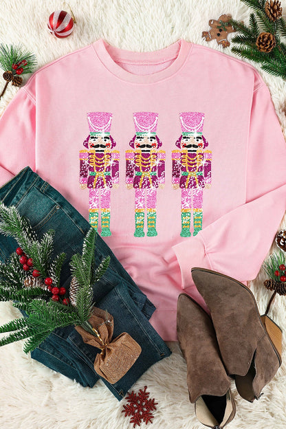 Sequin Nutcracker Long Sleeve Sweatshirt-Jewearrings