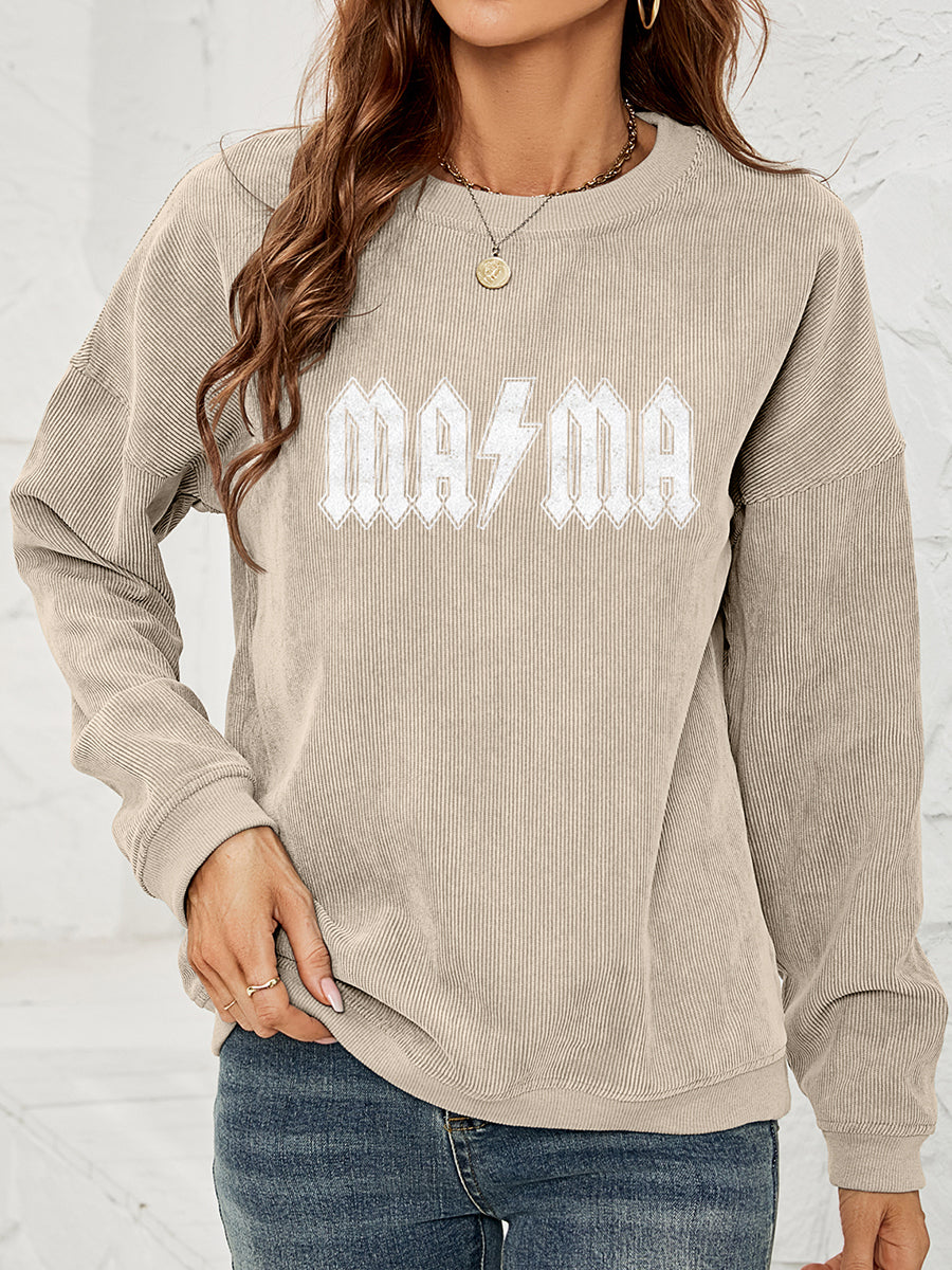 MAMA Graphic Dropped Shoulder Sweatshirt-Jewearrings