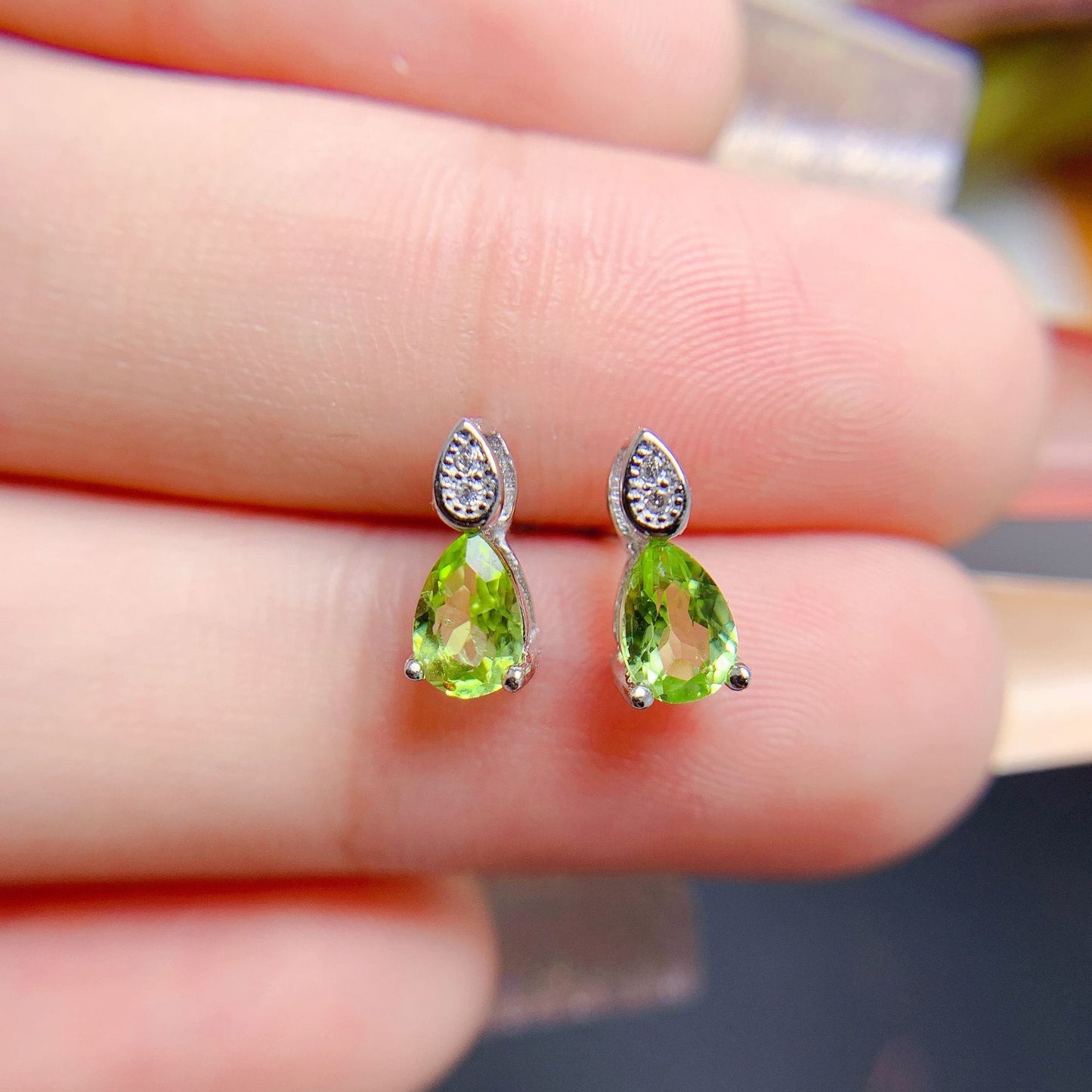 925 Silver Delicate Mosaic Natural Colored Gems Stud Earrings-Jewearrings