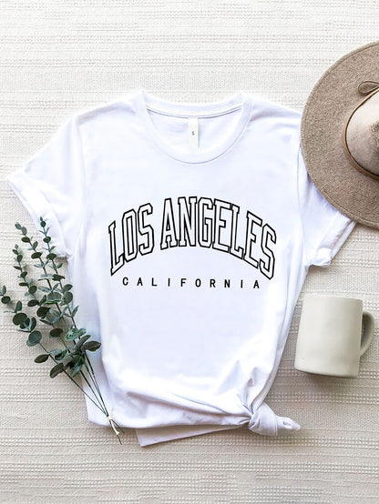 LOS ANGELES CALIFORNIA Round Neck T-Shirt-Jewearrings