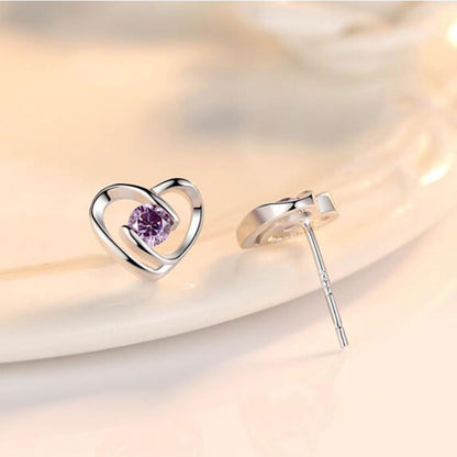 Simple Ear Jewelry Silver-plated Female Earrings Fashion Korean Style Heart-to-heart Earrings Women-Jewearrings