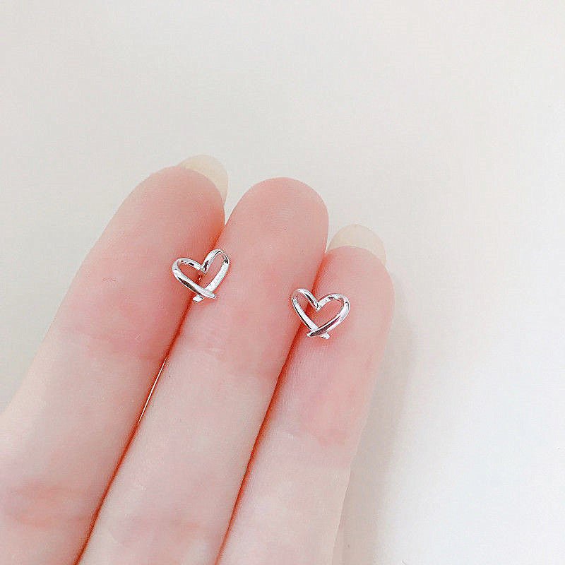 Sterling Silver Sweet Charm Romantic Heart Stud Earrings For Women-Jewearrings