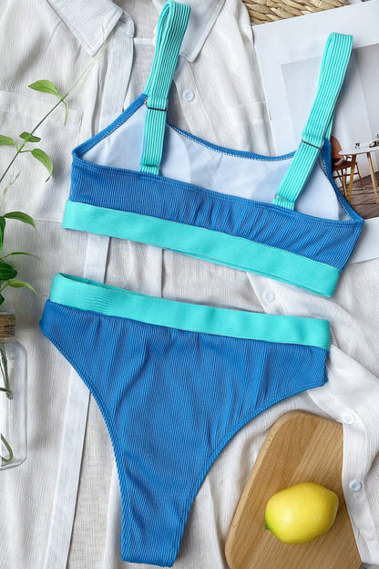 Color Block Scoop Neck Bikini Set-Jewearrings