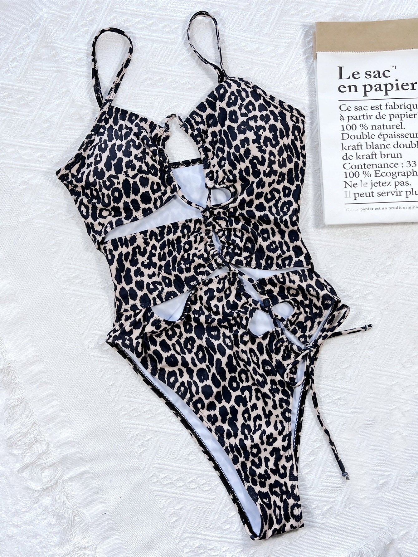 Leopard Cutout Tied One-Piece Swimsuit-Jewearrings