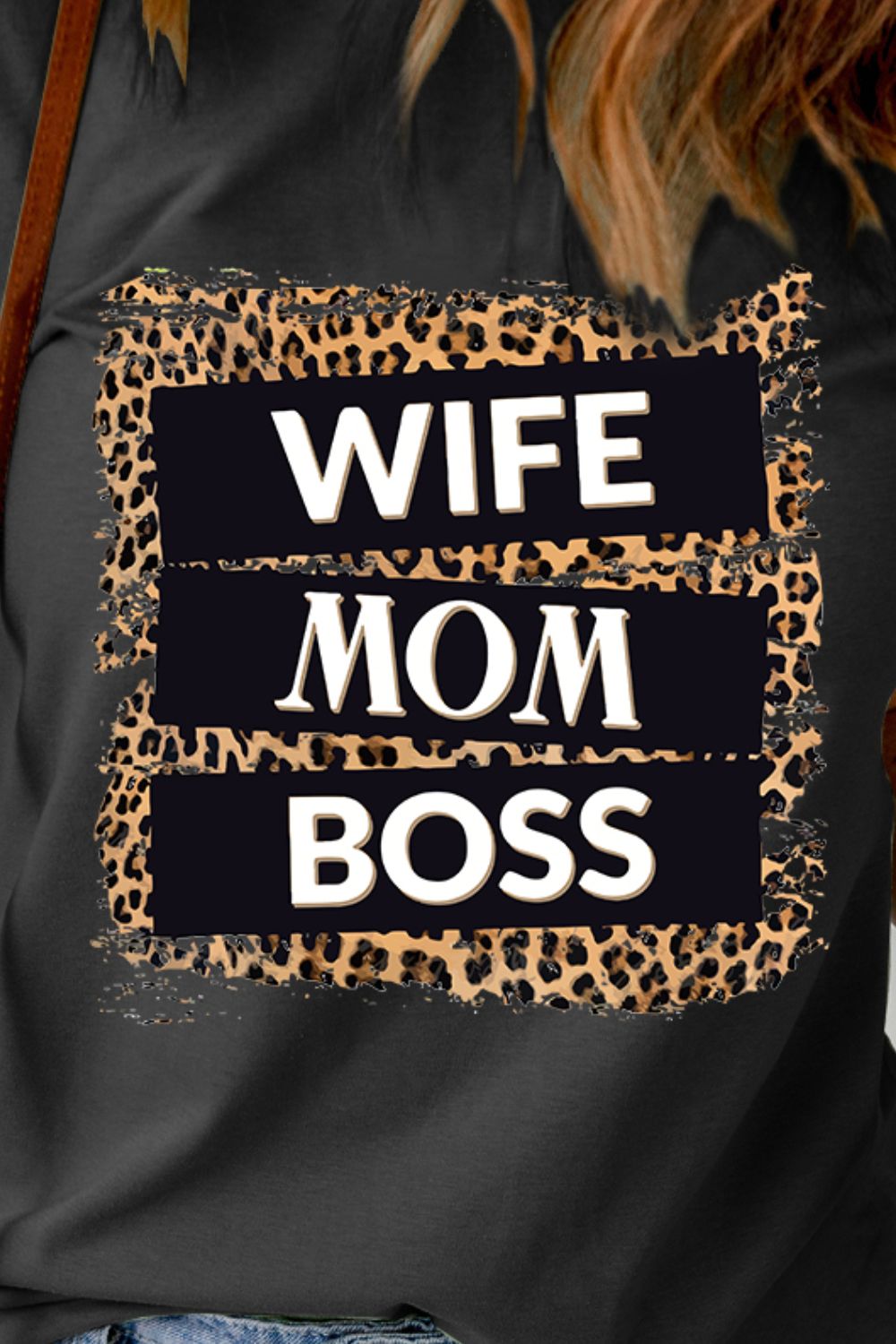 WIFE MOM BOSS Leopard Graphic Tee-Jewearrings