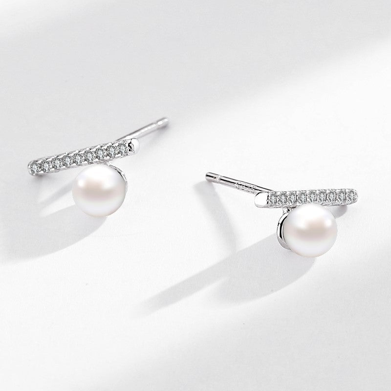 Sterling Silver One Word Pearl Earrings-Jewearrings