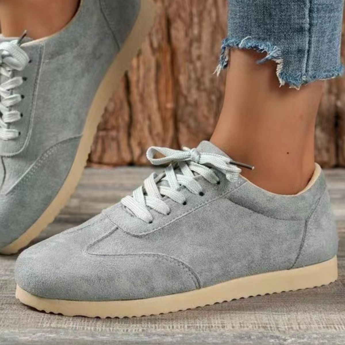 Suede Lace-Up Flat Sneakers-Jewearrings