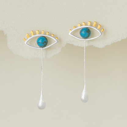 S925 Sterling Silver Earrings Mysterious Eye Shape-Jewearrings