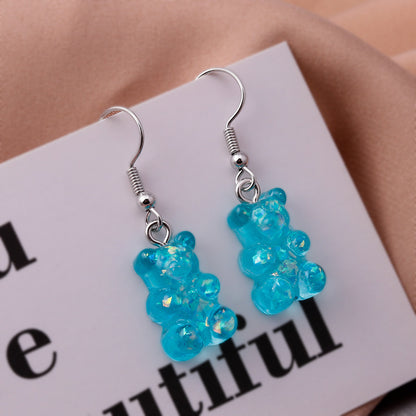 New Fashion Sequins Resin Gummy Bear Dangle Earrings For Women-Jewearrings