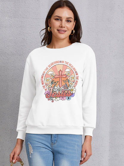 Cross Graphic Round Neck Sweatshirt-Jewearrings