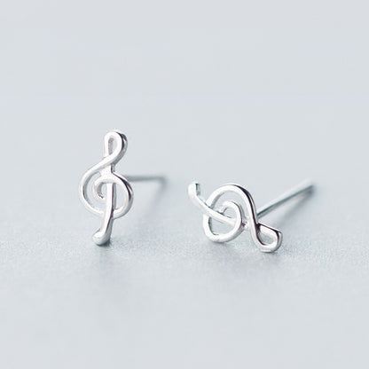 S925 Silver Note Earrings Female Fashion Cute Sweet And Simple-Jewearrings