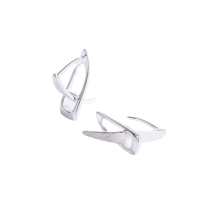 Sterling Silver Brushed Wide Face Cross Earrings-Jewearrings