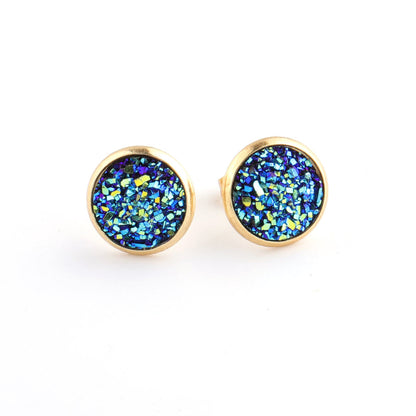 Starry Stainless Steel Water Plated Gold Stud Earrings-Jewearrings