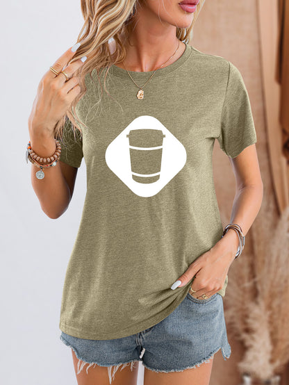 Graphic Round Neck Short Sleeve T-Shirt-Jewearrings