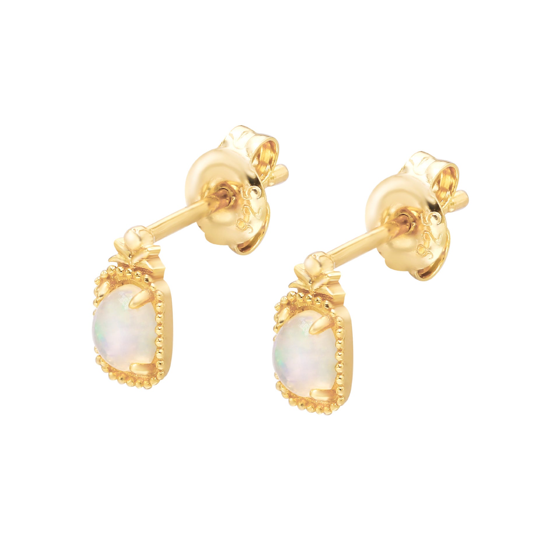 14K Silver Plated African Opal Earrings-Jewearrings