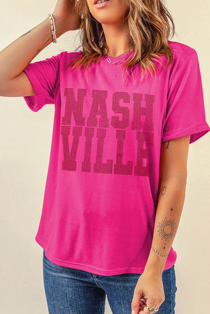 NASHVILLE Round Neck Short Sleeve T-Shirt-Jewearrings