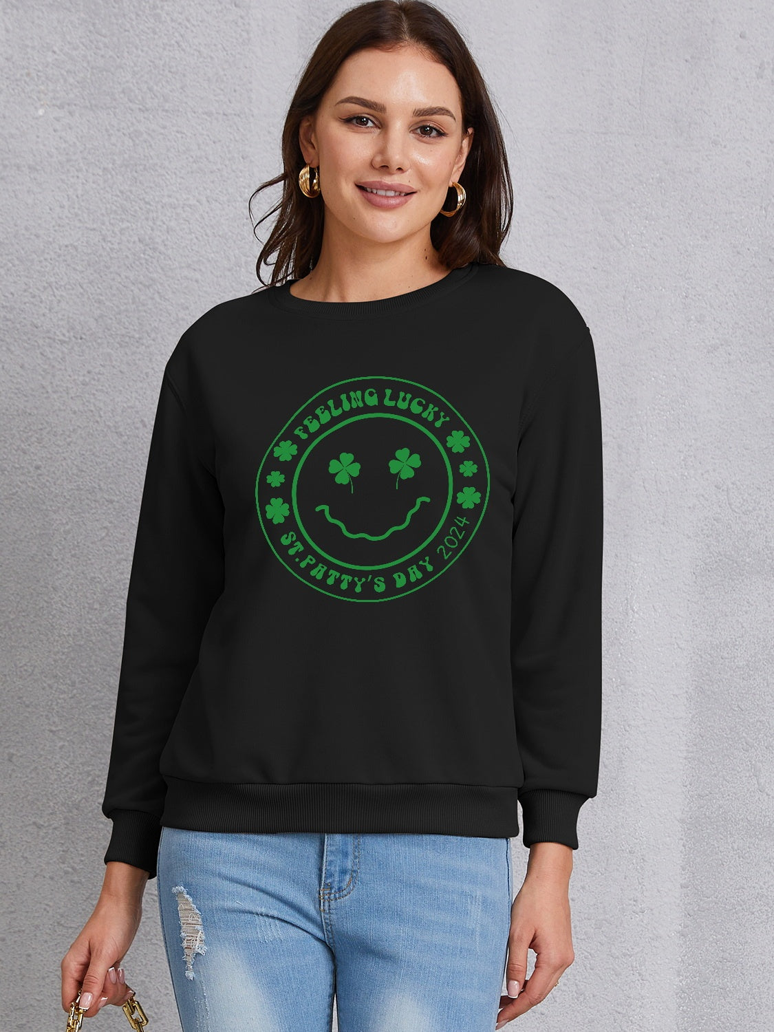 FEELING LUCKY ST. PATRICK'S DAY 2024 Round Neck Sweatshirt-Jewearrings