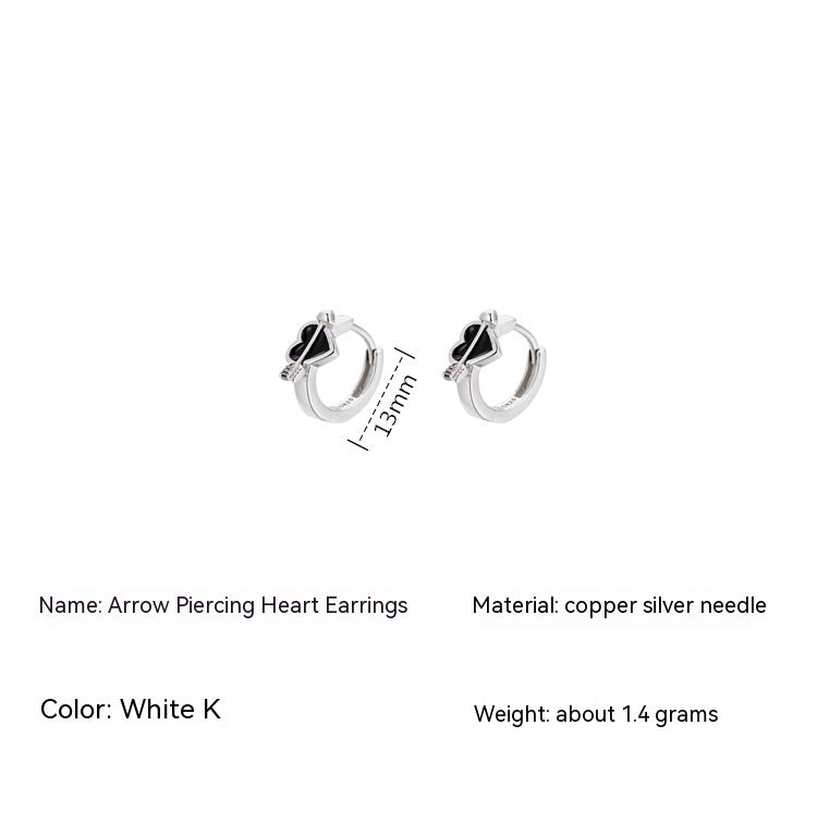 Black Love Ear Clip Earrings-Jewearrings