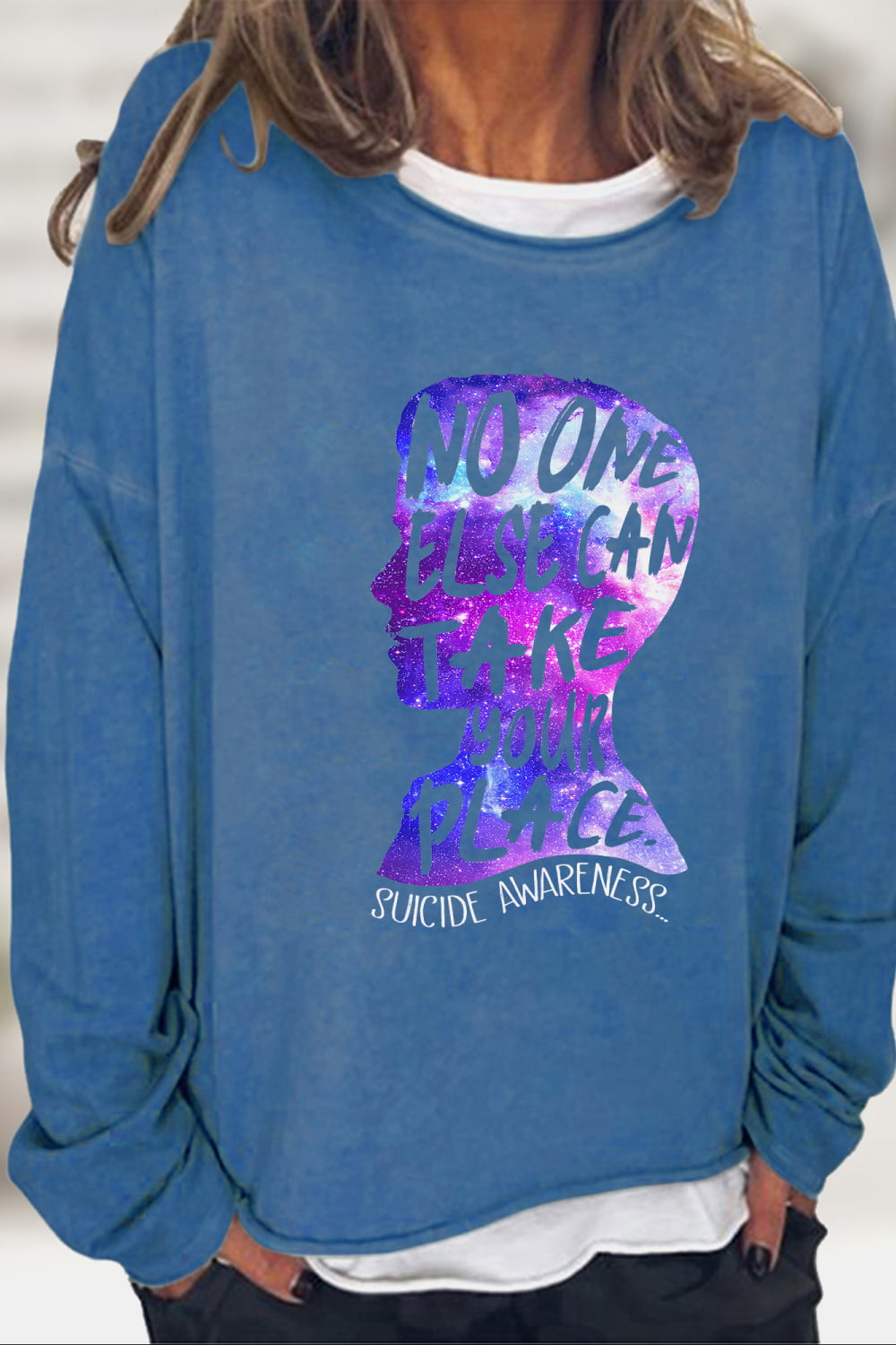 Round Neck Dropped Shoulder SUICIDE AWARENESS Graphic Sweatshirt-Jewearrings