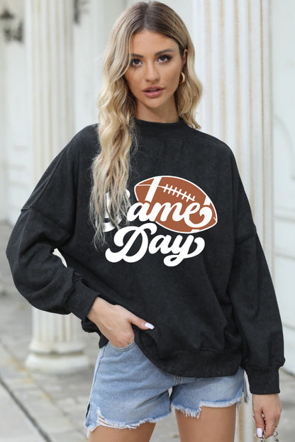 GAME DAY Graphic Drop Shoulder Sweatshirt-Jewearrings