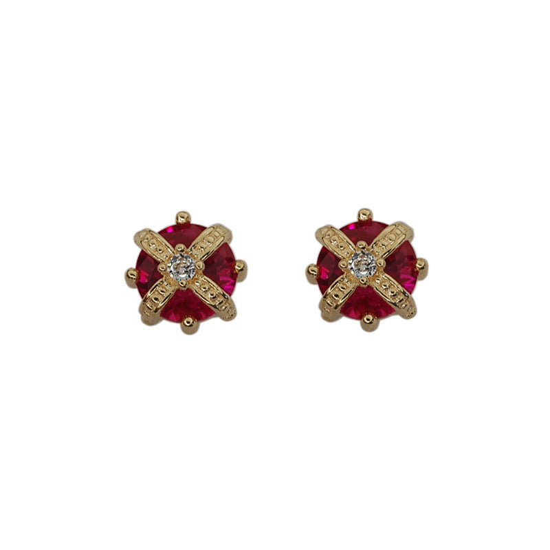 S925 Sterling Silver Plated 14K Gold Crowns Stud Earrings-Jewearrings