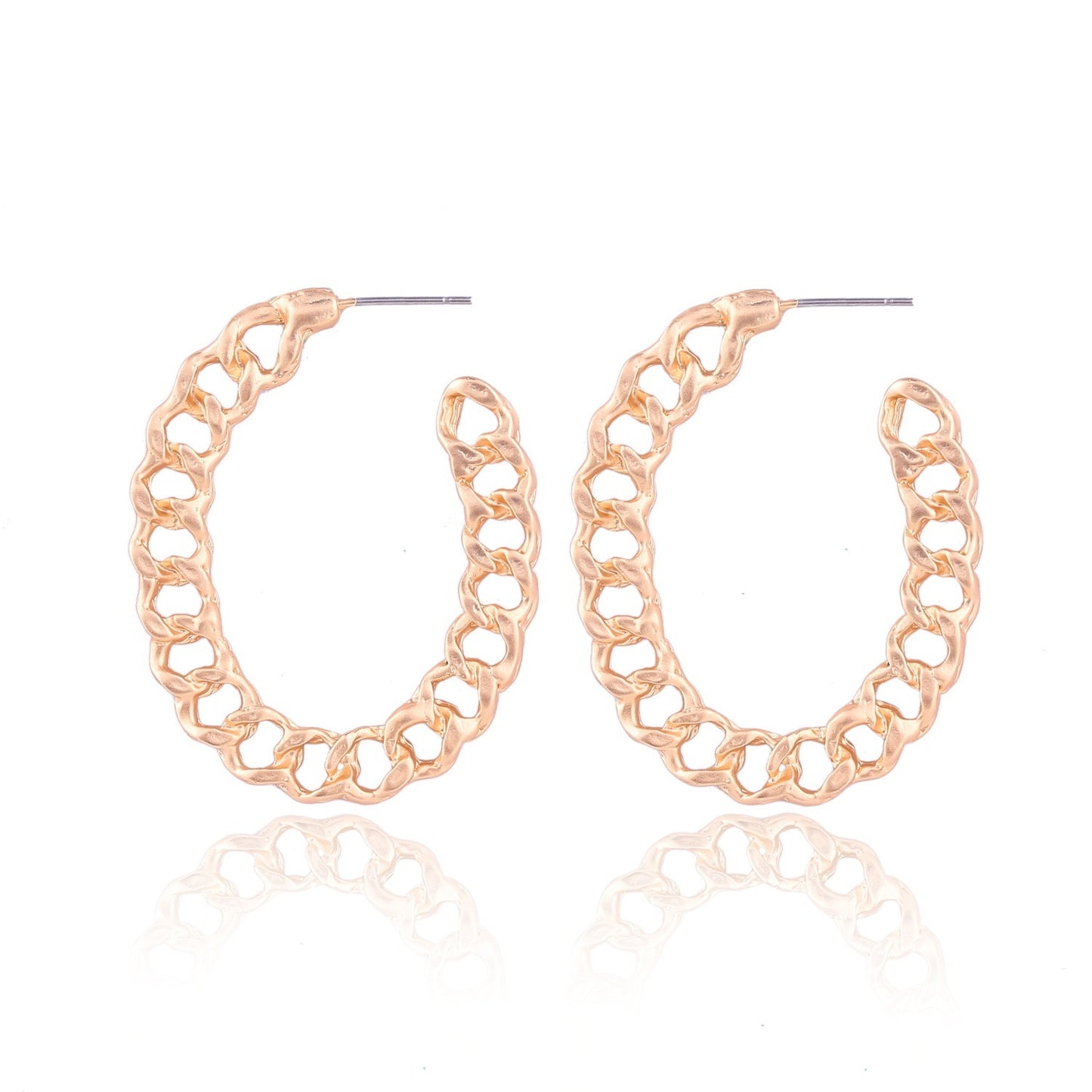 Simple Retro Metal Chain Pearl Earrings-Jewearrings