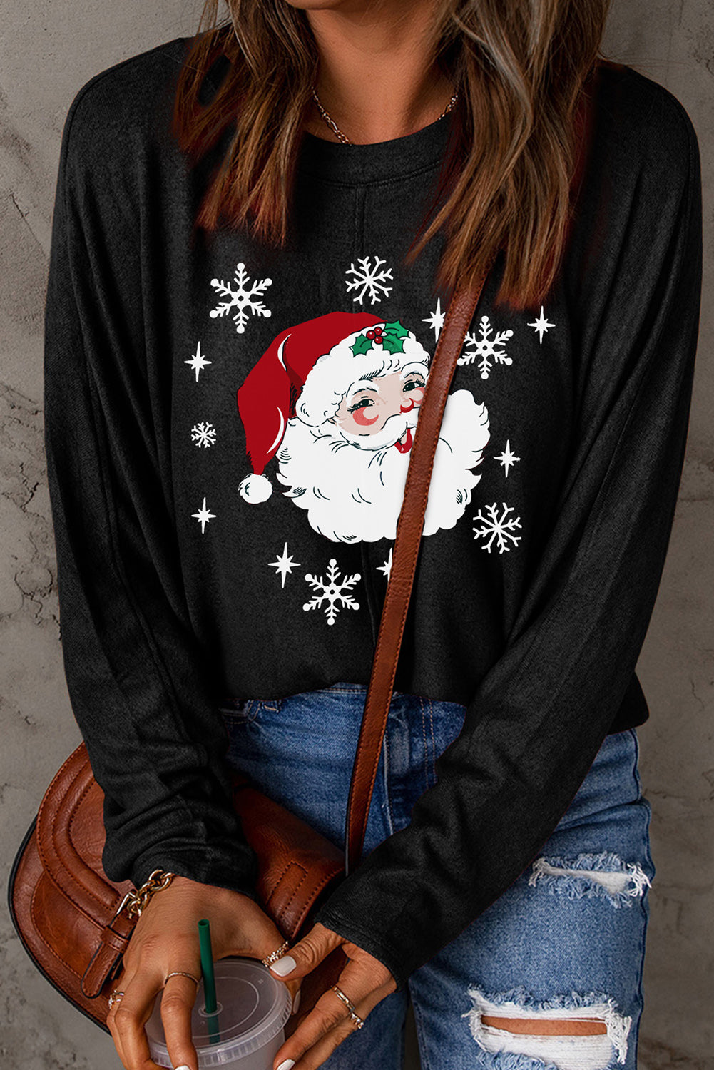 Santa Graphic Round Neck Dropped Shoulder T-Shirt-Jewearrings