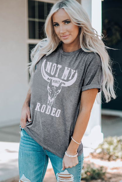 NOT MY RODEO Graphic Round Neck Tee-Jewearrings