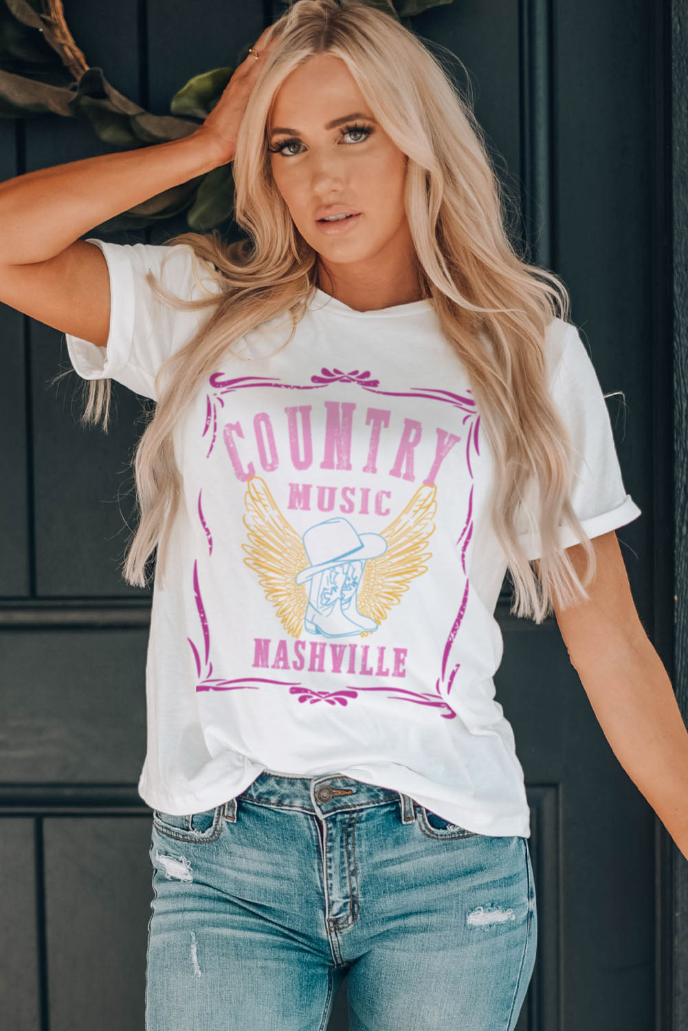 COUNTRY MUSIC NASHVILLE Graphic Tee-Jewearrings