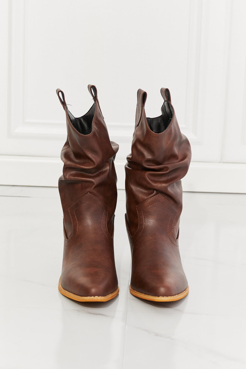 MMShoes Better in Texas Scrunch Cowboy Boots in Brown-Jewearrings