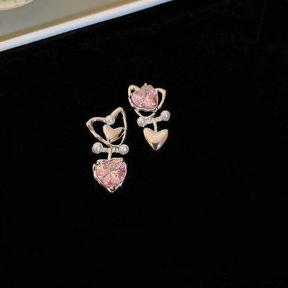 Women's Fashion Heart-shaped Zircon Ear Clip Earrings-Jewearrings