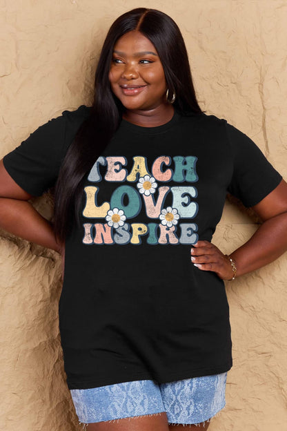 Simply Love Full Size TEACH LOVE INSPIRE Graphic Cotton T-Shirt-Jewearrings