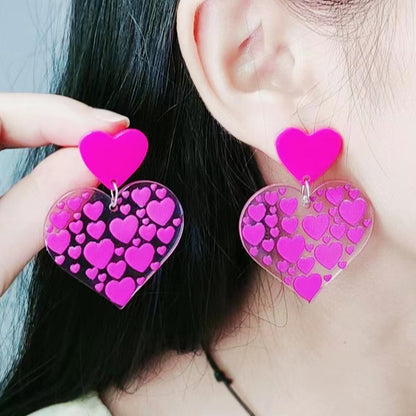 Valentine's Day Rose Red Love Heart Stud Earrings-Jewearrings