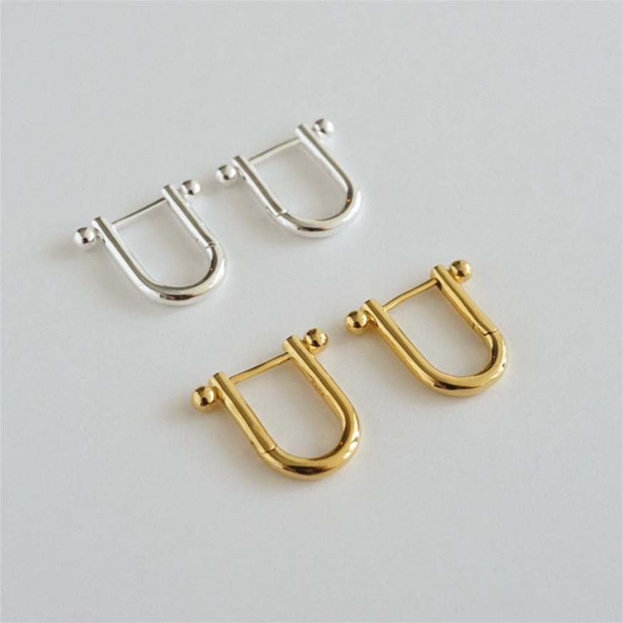 Simple Fashionable Temperamental All-match 925 Sterling Silver U-shaped Horseshoe Stud Earrings-Jewearrings