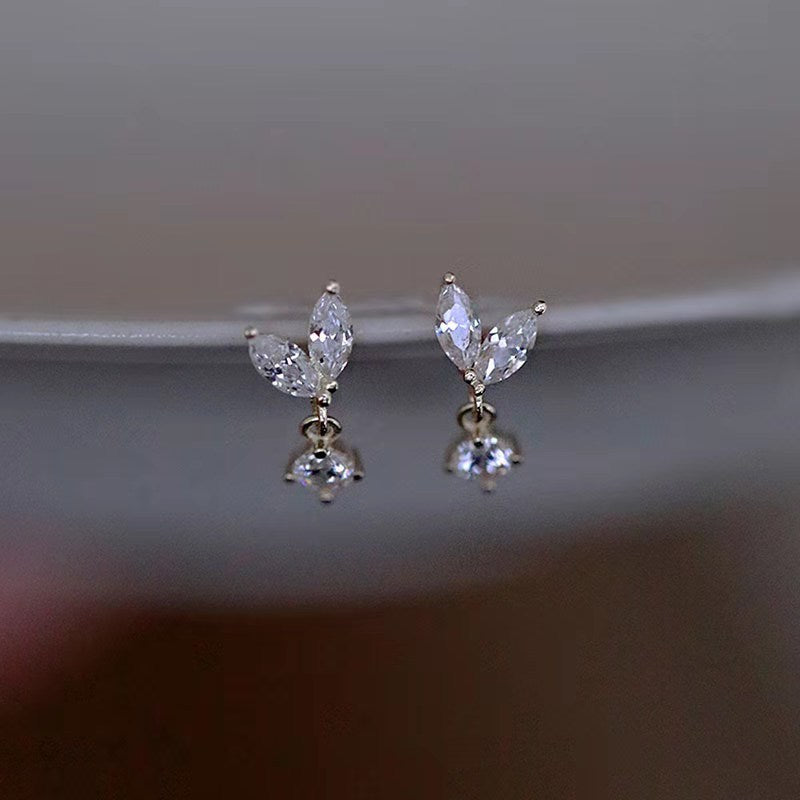 S925 Silver Aesthetic Temperament Smart Leaflet Bud Stud Earrings-Jewearrings