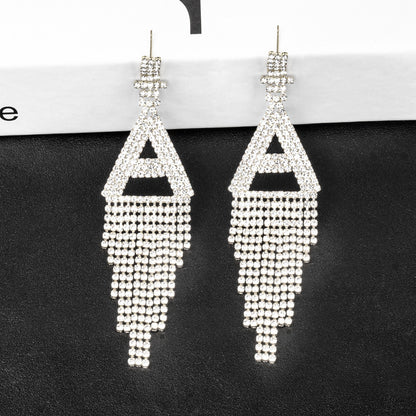 Fashion Jewelry 925 Silver Needle Ornaments Rhinestone Letter B Earrings Banquet Tassel Ear Ornaments Female-Jewearrings