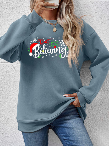 Letter Graphic Long Sleeve Sweatshirt-Jewearrings