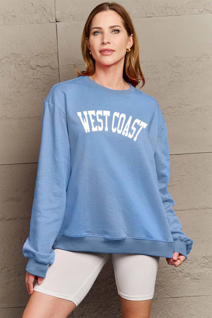 Simply Love Full Size WEST COAST Graphic Long Sleeve Sweatshirt-Jewearrings