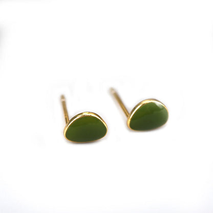 Sterling Silver Green Leaf Earrings Female New Style-Jewearrings