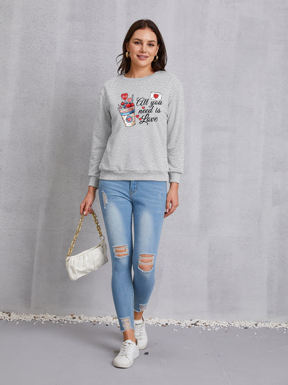 ALL YOU NEED IS LOVE Round Neck Sweatshirt-Jewearrings