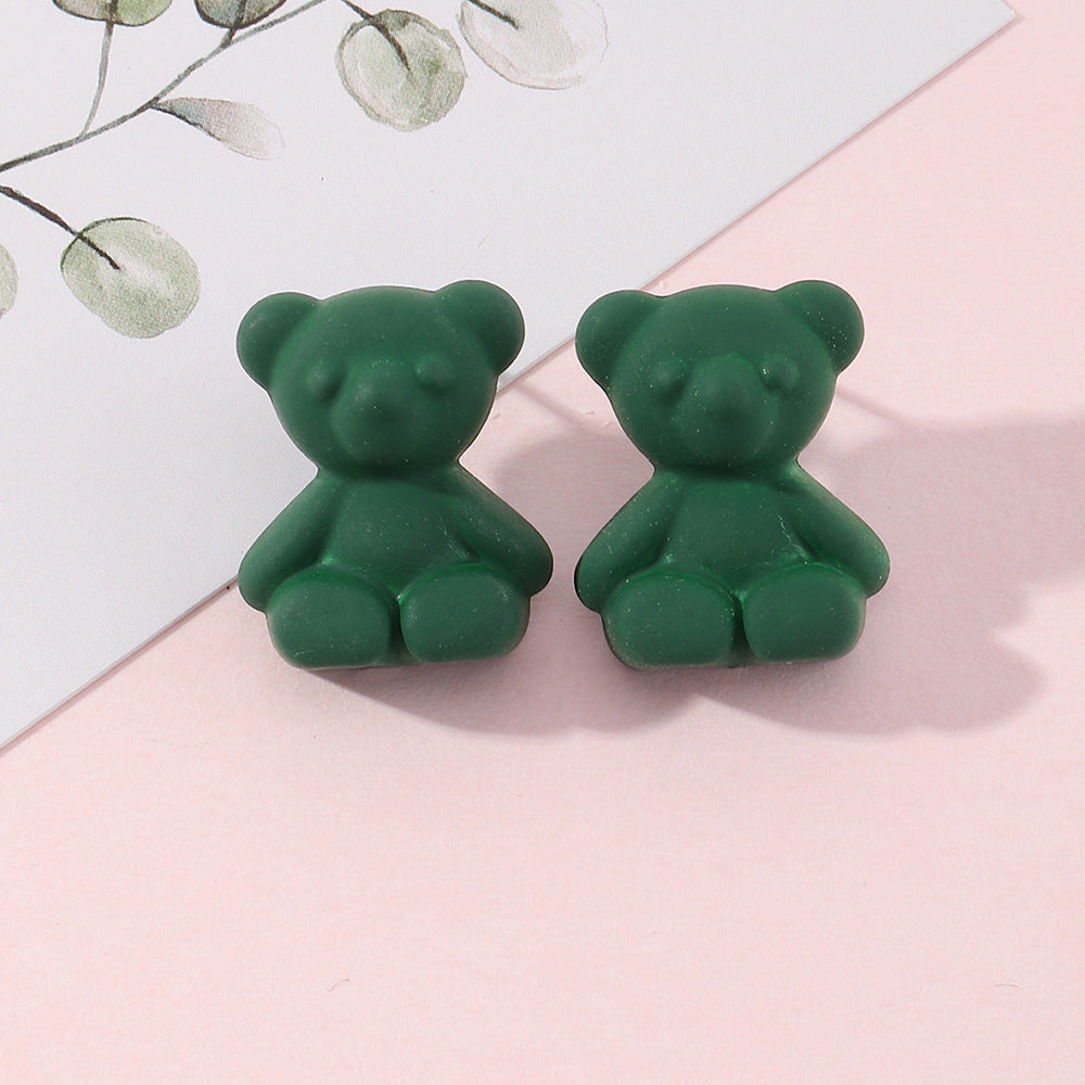 New Ins Sweet And Cool Style Teddy Bear Stud Earrings-Jewearrings