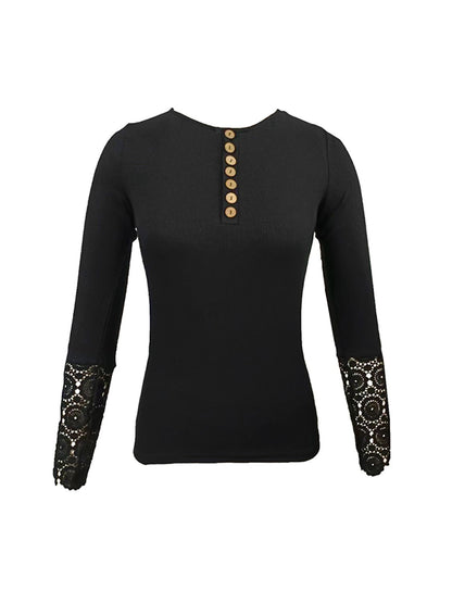 Buttoned Long Sleeve T-Shirt-Jewearrings